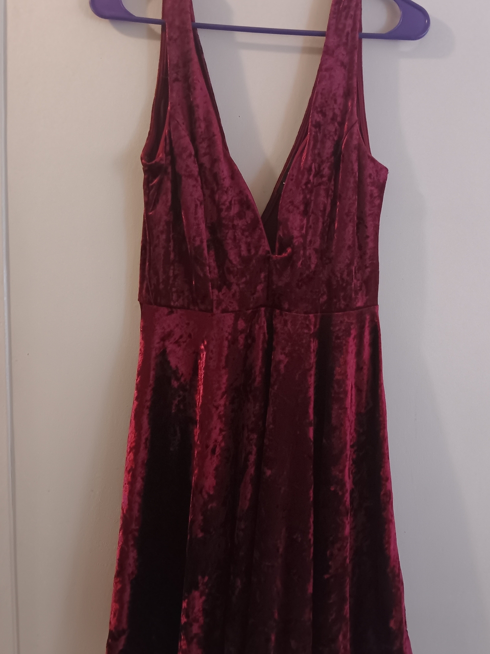 Velvet Deep V-Neck Burgundy Dress
